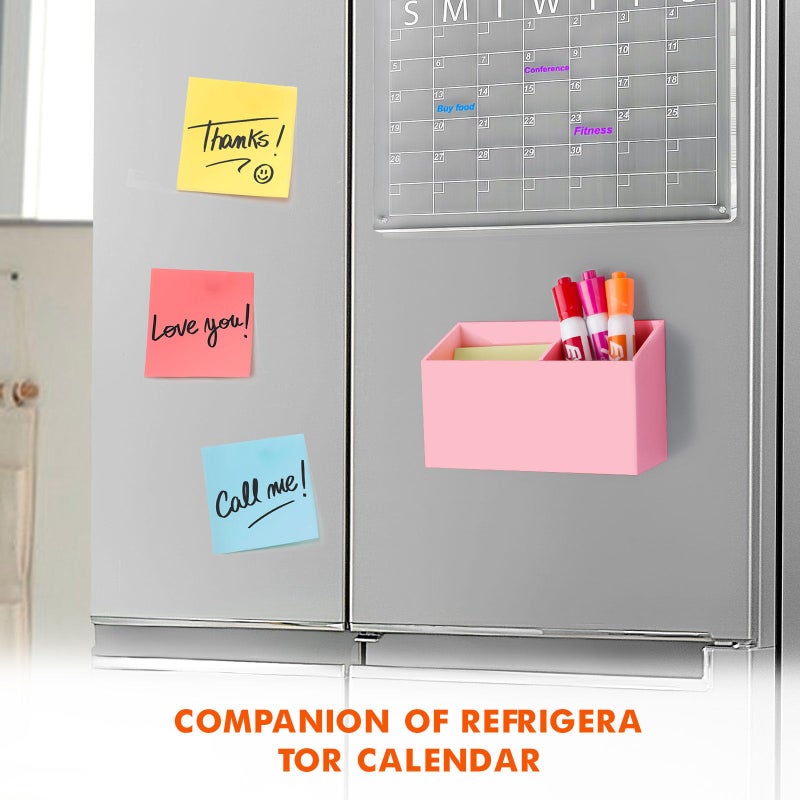 BEYGORM Magnetic Dry Erase Marker Holder for Whiteboard,Non-slip Acrylic Magnet Pen Holder for Fridge Refrigerator,Locker Organizer for Work,Locker Accessories,Pencil Cup for Desk(Pink) - Image 3