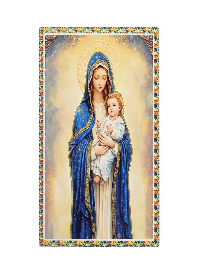 KOMI Ceramic Madonna and Child Jesus Table Standing Decor Mother Mary Wall Art Hanging Plaque Catholic Icon Statue for Home Altar Decor Religious Christian Gifts 5.9"x7.9" - Image 1