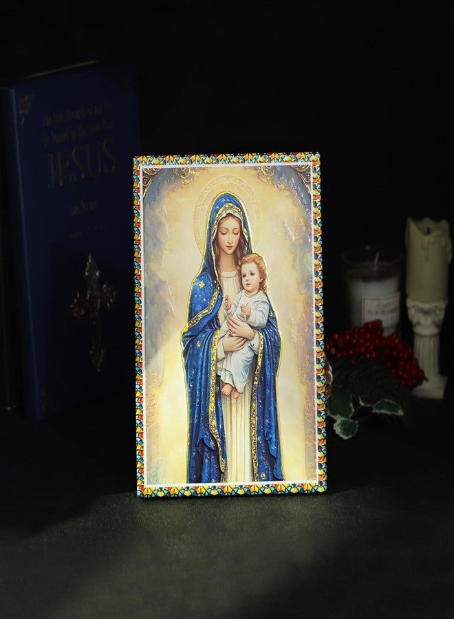 KOMI Ceramic Madonna and Child Jesus Table Standing Decor Mother Mary Wall Art Hanging Plaque Catholic Icon Statue for Home Altar Decor Religious Christian Gifts 5.9"x7.9" - Image 5