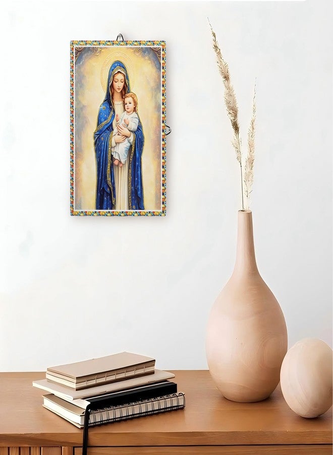 KOMI Ceramic Madonna and Child Jesus Table Standing Decor Mother Mary Wall Art Hanging Plaque Catholic Icon Statue for Home Altar Decor Religious Christian Gifts 5.9"x7.9" - Image 4