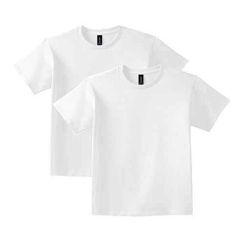 Gildan Youth Ultra Cotton T-Shirt, Style G2000B, 2-Pack, White, Large - Image 1