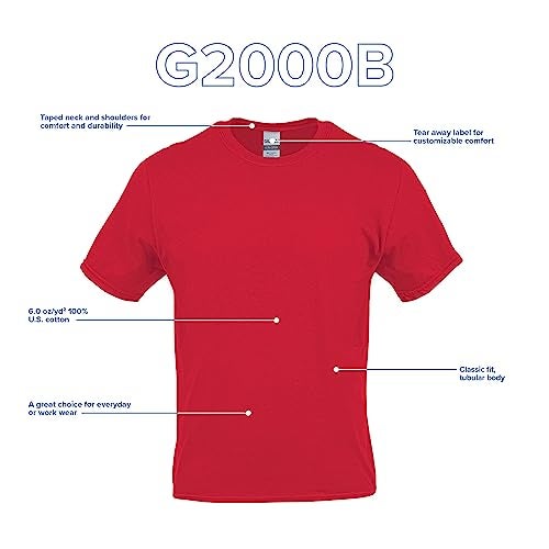 Gildan Youth Ultra Cotton T-Shirt, Style G2000B, 2-Pack, White, Large - Image 4