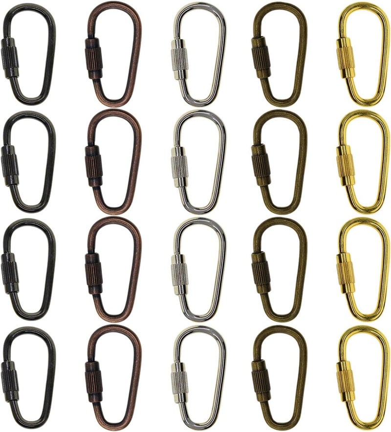 klarako 20PCS Small Locking Carabiner Clip Mini Locking Clips D Ring Lightweight Keychain Clips for Indoor Outdoor Use - Image 1