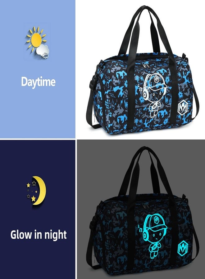 BLUBOON Kids Duffle Bag for Boys Water Resistant Small Gym Bag Overnight Weekender Travel Tote with Shoe Compartment and Wet Pocket (Blue-Black) - Image 5