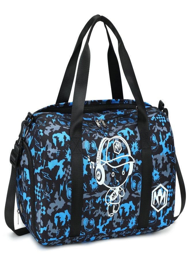 BLUBOON Kids Duffle Bag for Boys Water Resistant Small Gym Bag Overnight Weekender Travel Tote with Shoe Compartment and Wet Pocket (Blue-Black) - Image 1