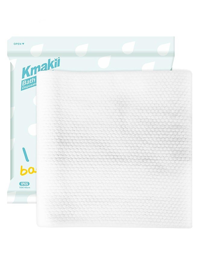 UNUNS 6 عبوات من مناشف حمام للاستخدام مرة واحدة، مناديل حمام ناعمة، مناشف حمام سميكة قابلة للتنفس، منشفة استحمام للجسم للحمام للسفر والفنادق ورحلات العمل والتخييم، مقاس كبير 140 × 70 سم، أبيض - Image 2