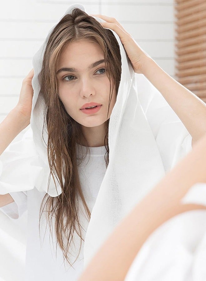 UNUNS 6 عبوات من مناشف حمام للاستخدام مرة واحدة، مناديل حمام ناعمة، مناشف حمام سميكة قابلة للتنفس، منشفة استحمام للجسم للحمام للسفر والفنادق ورحلات العمل والتخييم، مقاس كبير 140 × 70 سم، أبيض - Image 5