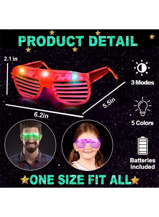 اتش واي 5 قطع حزب النظارات، مضحك النظارات الشمسية LED توهج في الظلام نظارات لعطلة حزب تفضل هدية متنوعة اللون وامض الضوء، 3 وسائط ضوء تضيء نظارات اللعب للوازم الحزب  - Image 3