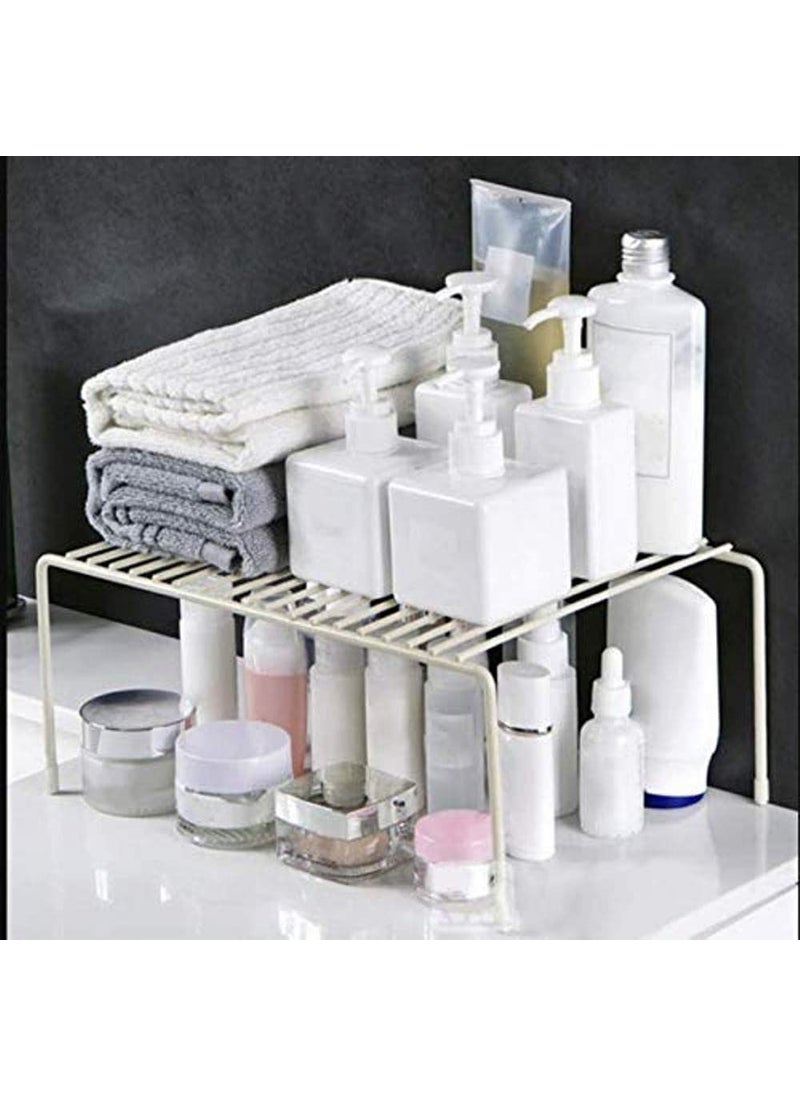 ROLLYWARE ROLLYWARE METAL Expandable Rack for Kitchen Storage Sturdy SaveSaverMultipurpose for Kitchen StorageIdeal as Shelf Organizers Kitchen Cabinet Rack Silver  - Image 3
