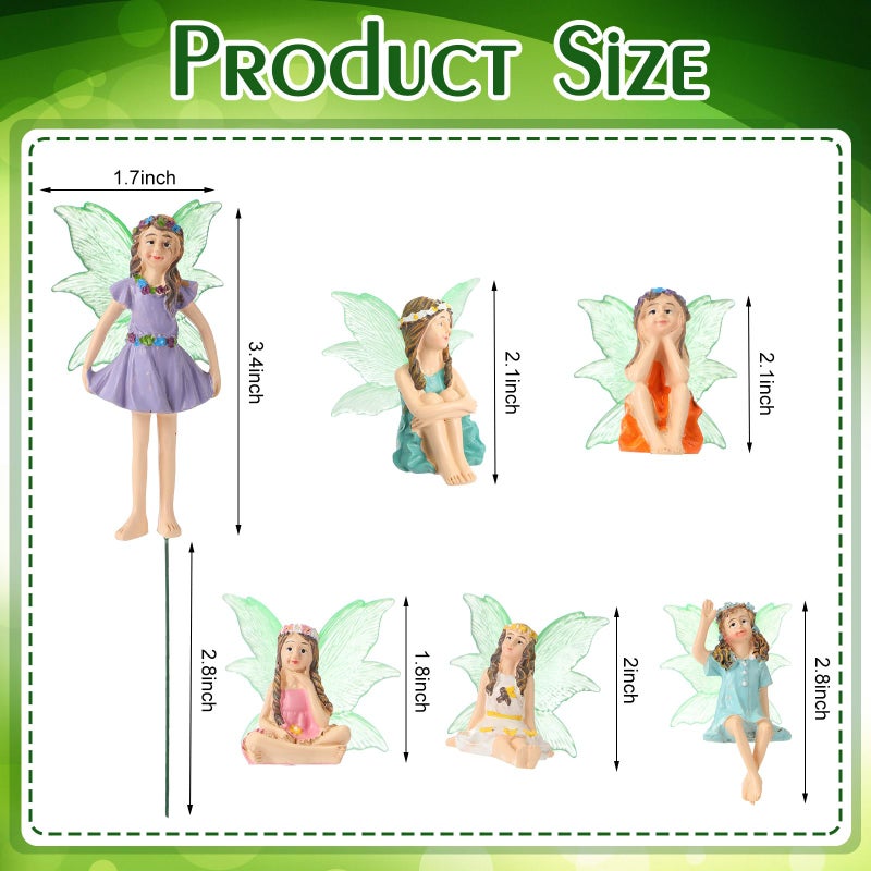 RattanView 6 Pcs Luminous Fairy Figurines Miniatures Resin Fairies Figurines Garden Accessories Small Vintage Luminous Fairy Statues for Outdoor Yard Garden Home Decorations - Image 4