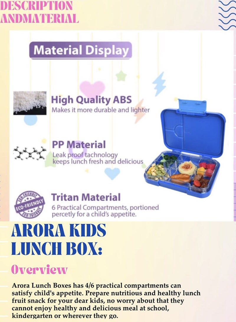 QUTOOB Lunch Box - Tritan Made Snack Box Safe For Your Health and Food, Leakproof Lunch Box With 6 Removable Compartments and Ideal Portions Size, Kids Lunch Box with Cute Cartoon Designs, Oven, Freezer Safe - Image 4