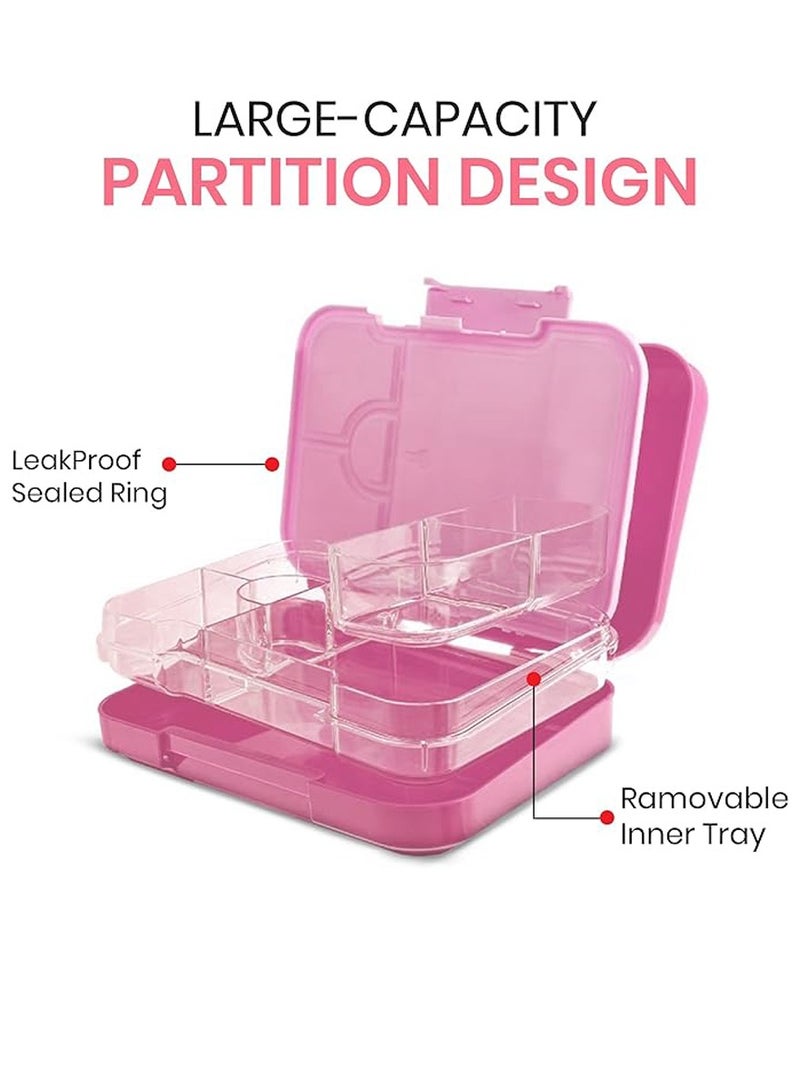 QUTOOB Lunch Box - Tritan Made Snack Box Safe For Your Health and Food, Leakproof Lunch Box With 6 Removable Compartments and Ideal Portions Size, Kids Lunch Box with Cute Cartoon Designs, Oven, Freezer Safe - Image 3