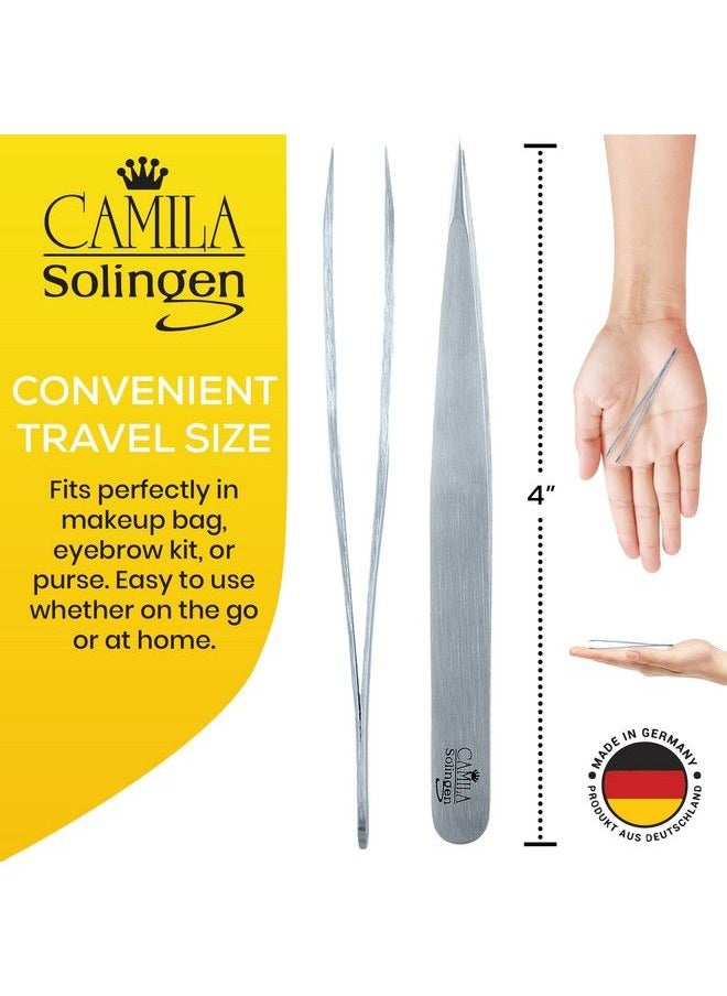 CAMILA SOLINGEN - Cs27 4" Professional Surgical Grade Stainless Steel Precision Tip Eyebrow Tweezers For Facial Hair Shaping & Removal. Beauty Tool For Men / Women. Made In Solingen Germany (Pointed) - Image 1