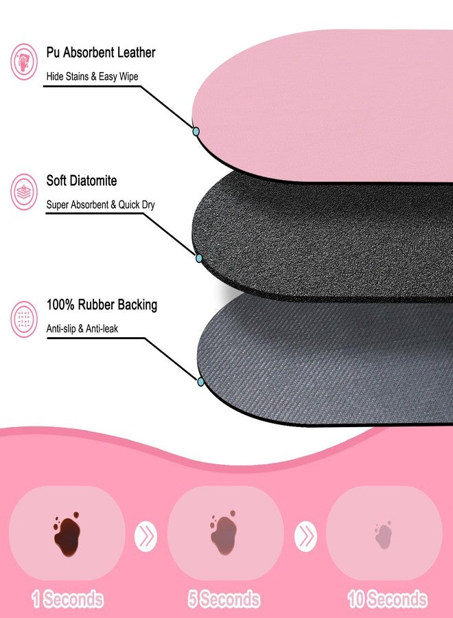 METEOROCK Cat Food Mat Small - 20''x12'' Absorbent Cat Feeding Mat, Pet Water Mats Protect Floor, No Stains Quick Dry Pet Placemats for Food and Water Bowl, Non-Slip Base Cats Bowl Mats for Messy Drinkers, Pink - Image 2