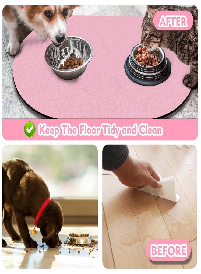 METEOROCK Cat Food Mat Small - 20''x12'' Absorbent Cat Feeding Mat, Pet Water Mats Protect Floor, No Stains Quick Dry Pet Placemats for Food and Water Bowl, Non-Slip Base Cats Bowl Mats for Messy Drinkers, Pink - Image 5