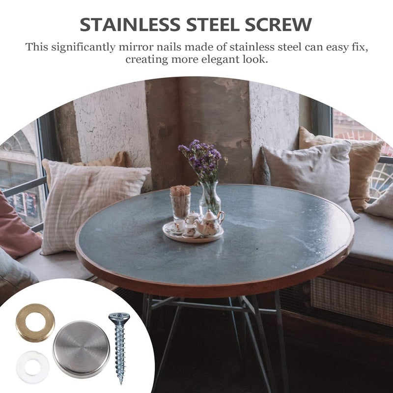 24Pcs Stainless Steel Mirror Screw Decorative Cover Fixing Nail Hardware Accessory - Image 3