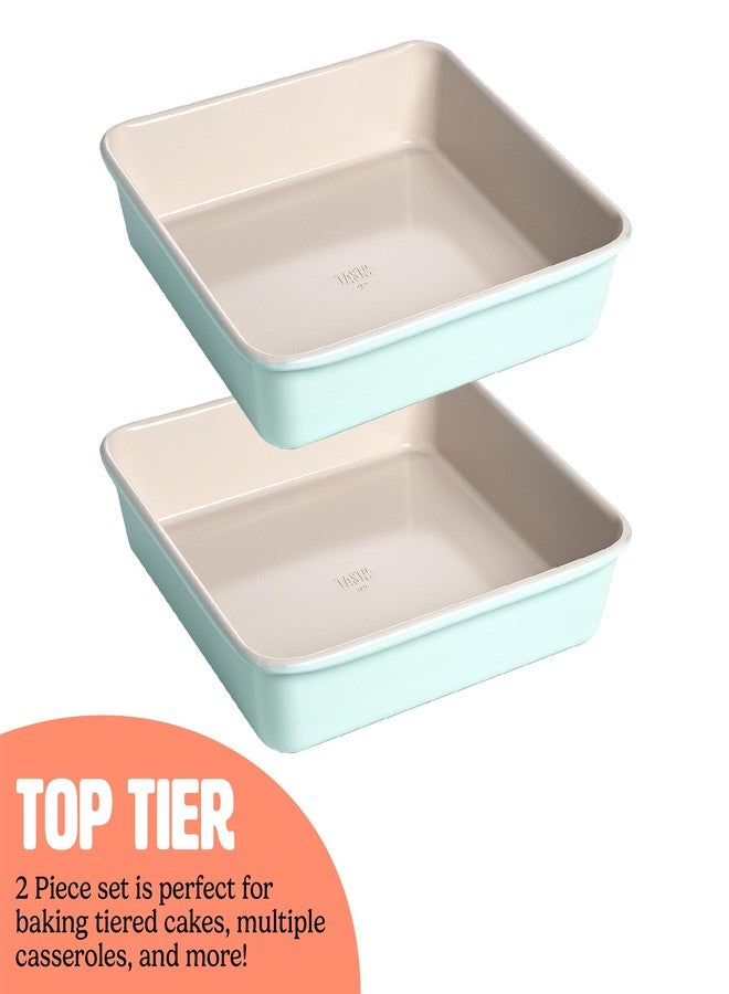 تيستي صينية كيك مربعة لذيذة مقاس 9 بوصات، قطعتان، لون أزرق فاتح، 9 بوصات - Image 5