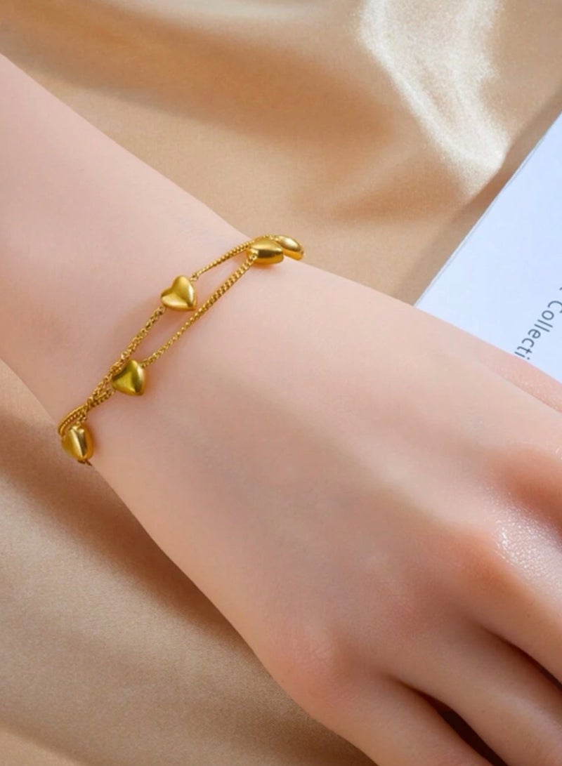 جويلري 4 يو اسوارة نسائية أنيقة من الاستانلس ستيل مطلية باللون الذهبي عيار 18 - Image 1