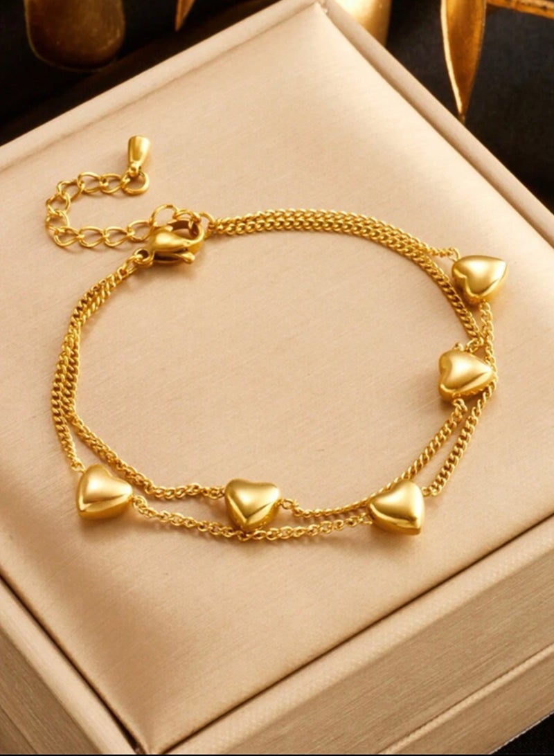 جويلري 4 يو اسوارة نسائية أنيقة من الاستانلس ستيل مطلية باللون الذهبي عيار 18 - Image 2