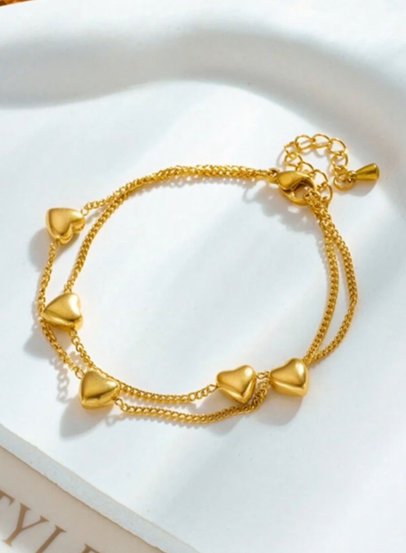 جويلري 4 يو اسوارة نسائية أنيقة من الاستانلس ستيل مطلية باللون الذهبي عيار 18 - Image 3