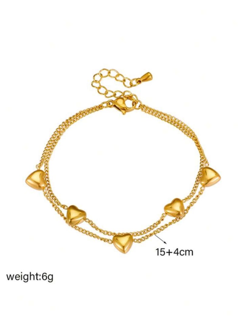 جويلري 4 يو اسوارة نسائية أنيقة من الاستانلس ستيل مطلية باللون الذهبي عيار 18 - Image 4