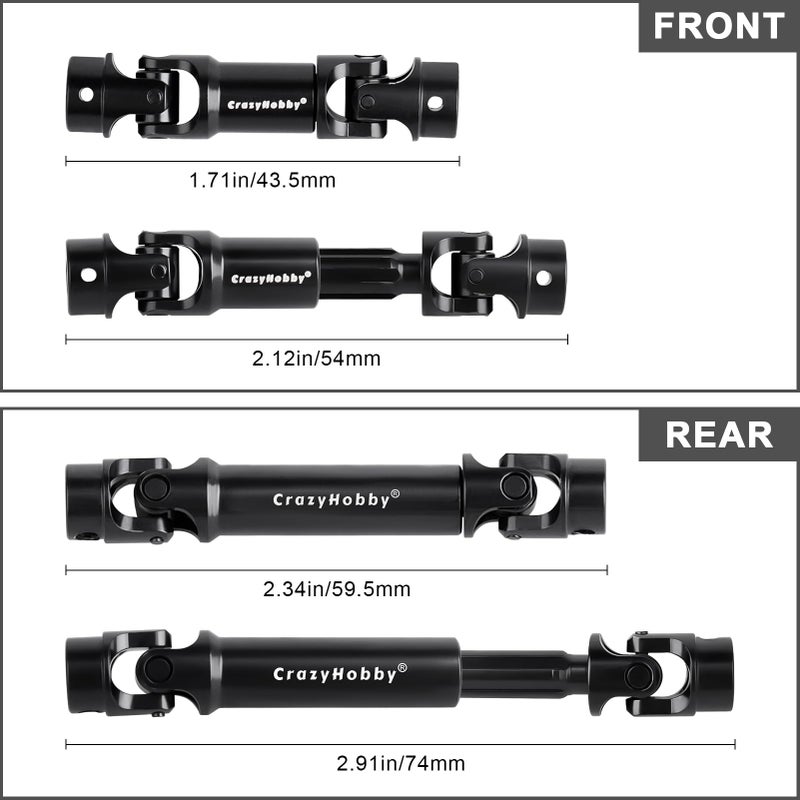 CrazyHobby 2PCS RC Drive Shafts Front Rear Centre Shaft Heavy Duty Steel for TRX4M 1/18 RC Crawler Upgrades (Black) - Image 2