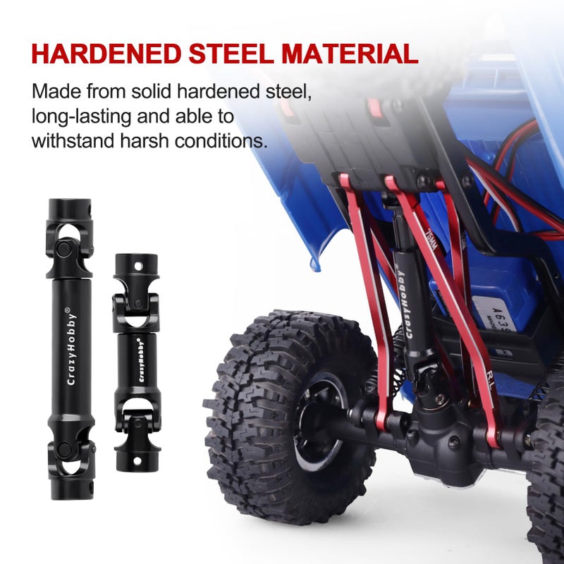 CrazyHobby 2PCS RC Drive Shafts Front Rear Centre Shaft Heavy Duty Steel for TRX4M 1/18 RC Crawler Upgrades (Black) - Image 5