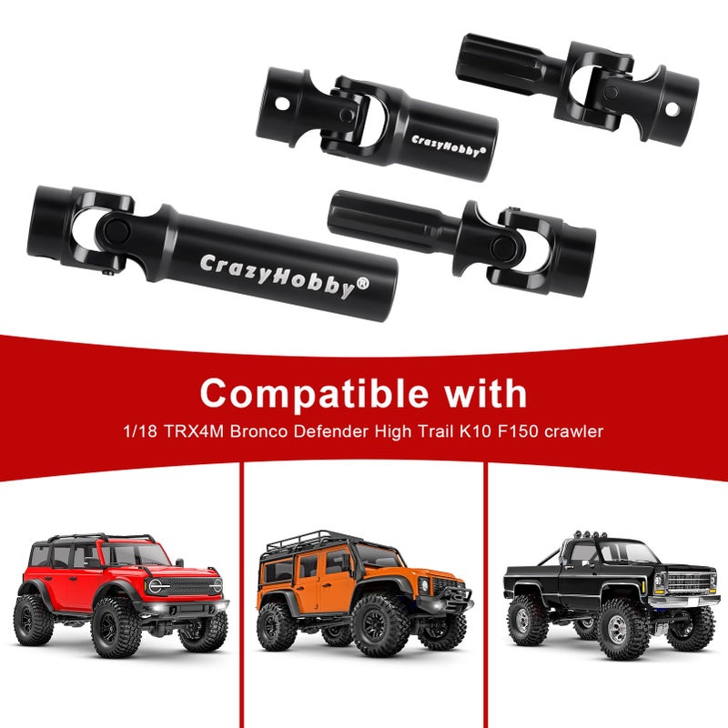 CrazyHobby 2PCS RC Drive Shafts Front Rear Centre Shaft Heavy Duty Steel for TRX4M 1/18 RC Crawler Upgrades (Black) - Image 4