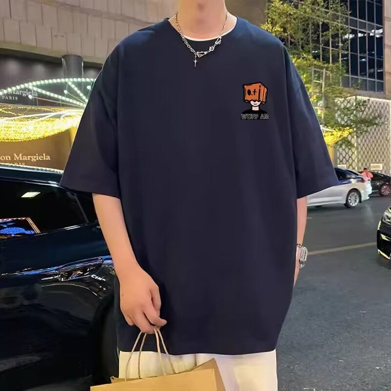 Short-Sleeved Loose T-Shirt Five Handsome Students 2024 Casual Half-Sleeve Cartoon Hong Kong Style Boys Fashion Brand
