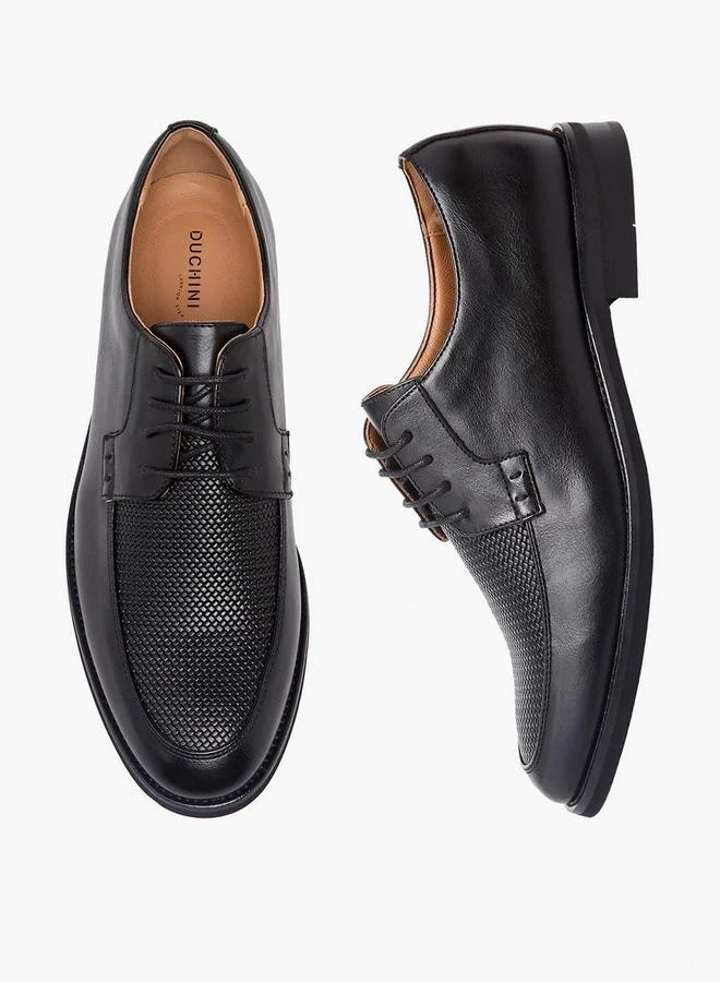 دوتشيني Men Textured Lace-Up Derby Shoes