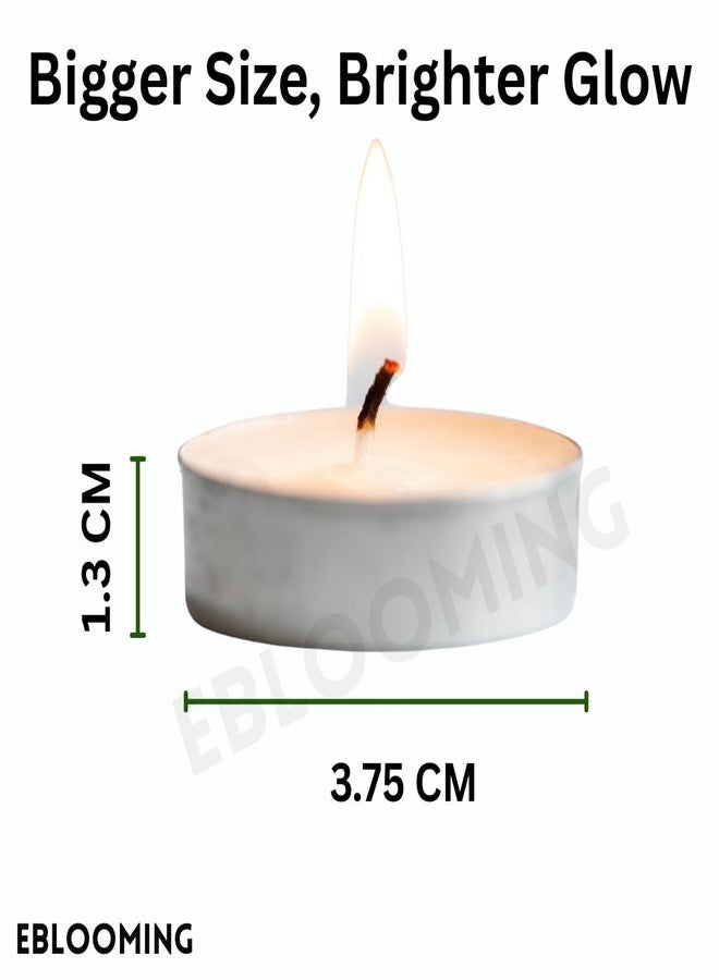 EBLOOMING Tealight Candles - Pack of 5 | Long Burning (3.5-4 Hours) | Unscented, Smokeless, Dripless | 100% Refined Paraffin Wax | Ideal for Home Décor, Office, Events & Special Occasions - White - Image 3