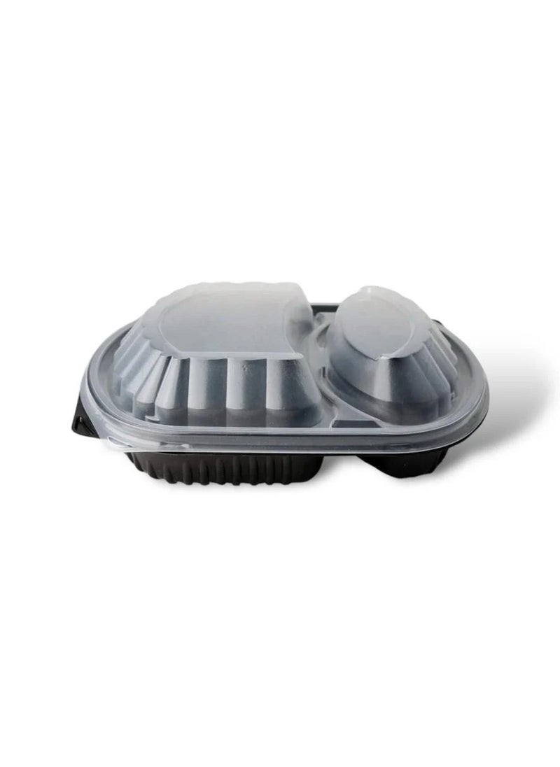 SKP Plastic Rectangular Plastic Food Containers with 2 Compartments (8 Pieces)  - Image 1