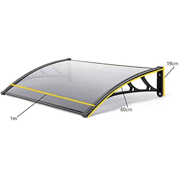 1125 BLACK EASY FIT 1M TINTED DOOR CANOPY, 100X60X23 CM - Image 2