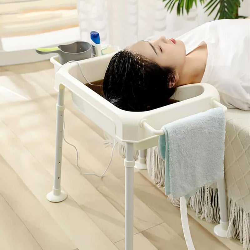 Tazweeq Mobile Adjustable Height Hair Washing Basin for Bedridden and Elderly, Portable Shampoo Bowl for Home Use with Wheels and Drain Hose, Hair Washing Station for Seniors, Pregnant Women - Image 2