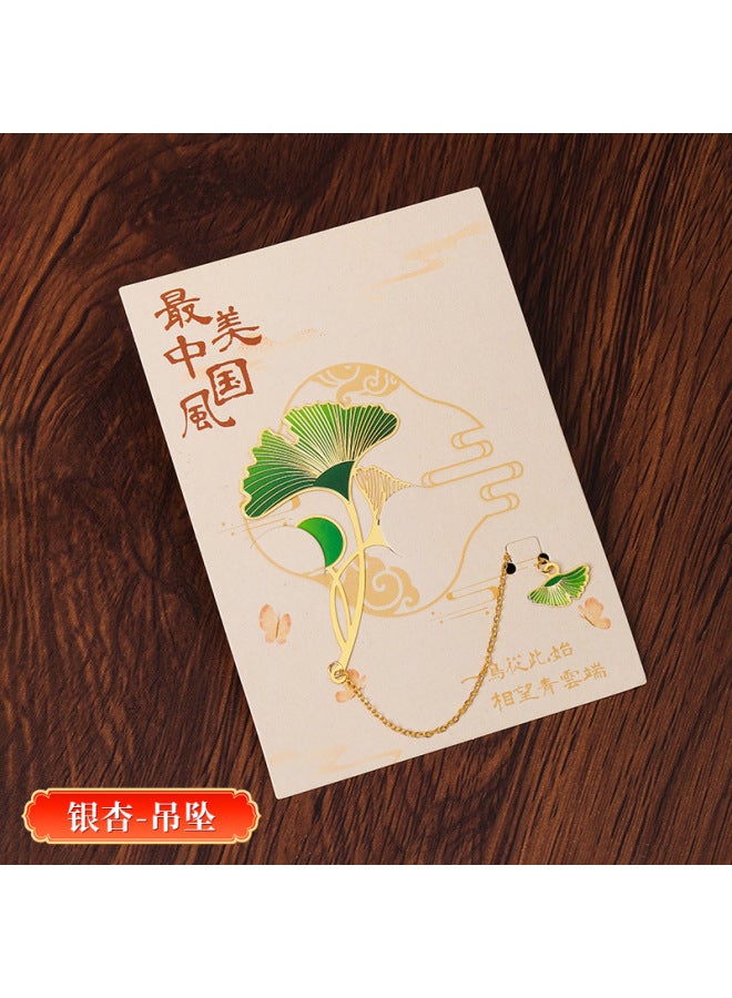 HELPS Creative Metal Painted Bookmark Chinese Style Brass Tassel Retro Student Exquisite Gift Bookmark Wenchuang - Image 1