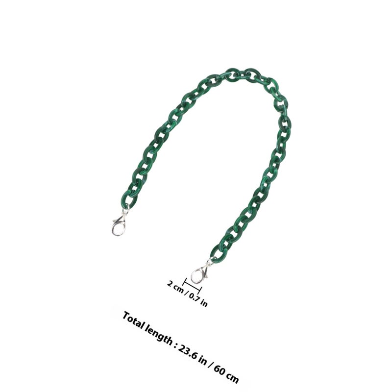 60CM Length O Shape Chain Tote Bag Acrylic Decorative Chain Accessory Dual End Alloy Buckle Straps Replacement Handbag Pouch Chains Straps for DIY Small Handbags (Army Green) - Image 2