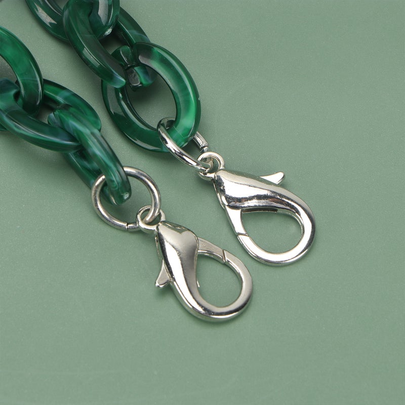60CM Length O Shape Chain Tote Bag Acrylic Decorative Chain Accessory Dual End Alloy Buckle Straps Replacement Handbag Pouch Chains Straps for DIY Small Handbags (Army Green) - Image 5
