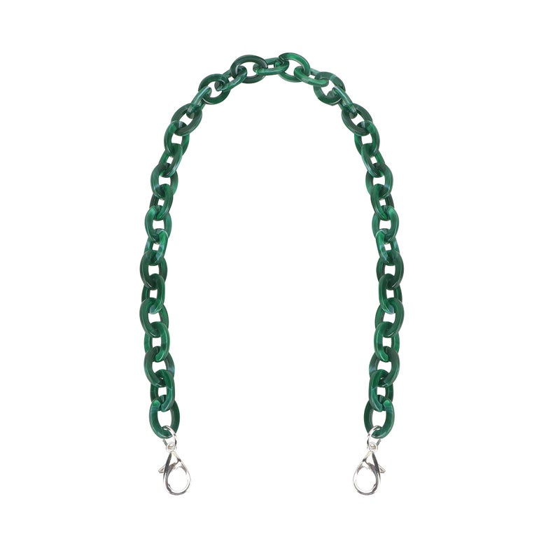 60CM Length O Shape Chain Tote Bag Acrylic Decorative Chain Accessory Dual End Alloy Buckle Straps Replacement Handbag Pouch Chains Straps for DIY Small Handbags (Army Green) - Image 1