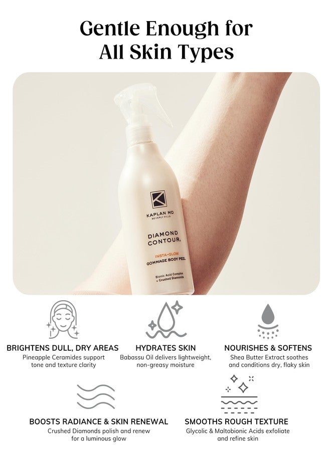 KAPLAN MD Diamond Contour Insta-Glow Gommage Body Peel - Body Exfoliator & Skin Peel with Glycolic Acid, Pineapple Ceramides & Crushed Diamonds - Exfoliating for Smooth, Radiant Skin, 10.14 fl oz - Image 2