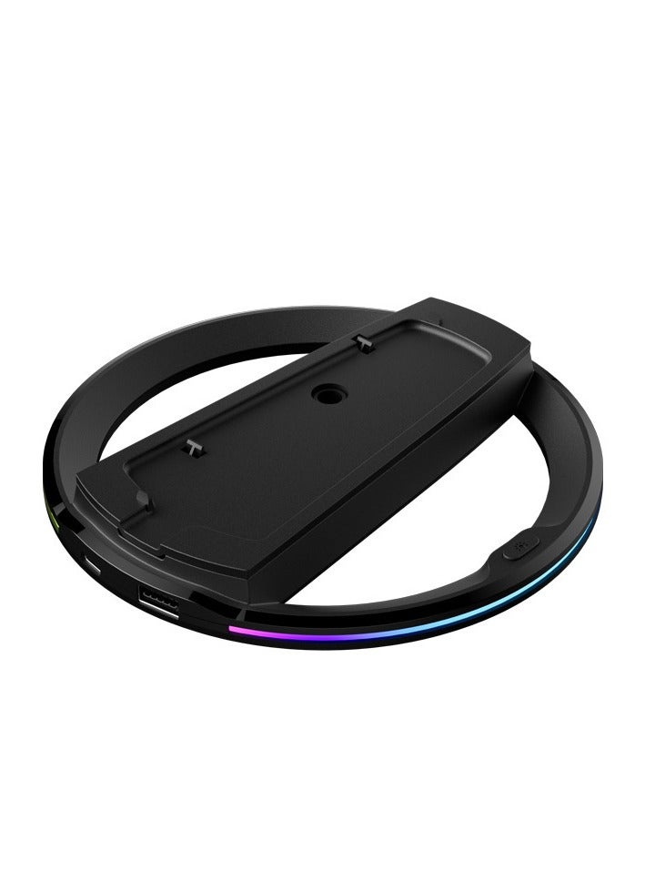 Vertical Stand for PS5/PS5 Slim Console, Non-Slip Base Mount with RGB Lights Black - Image 1