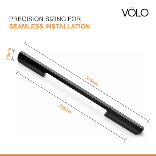 Volo Wardrobe and Cabinet Pull Handle – Versatile Handles for Wardrobes, Drawers, Sliding Closets, and Doors in Kitchens, Offices, and Bedrooms (SAC-35) (Glossy Black, 288MM (12 Inch)) Pack of 1 Piece - Image 2