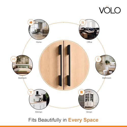 Volo Wardrobe and Cabinet Pull Handle – Versatile Handles for Wardrobes, Drawers, Sliding Closets, and Doors in Kitchens, Offices, and Bedrooms (SAC-35) (Glossy Black, 288MM (12 Inch)) Pack of 1 Piece - Image 5