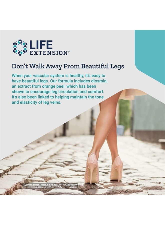 Life Extension أرجل شابة - مكمل دعم الأوردة والأرجل الصحية للنساء - تركيبة متقدمة لدعم الدورة الدموية في أوردة الساقين - خالي من الكائنات المعدلة وراثيًا، خالي من الغلوتين - 60 حبة - Image 4