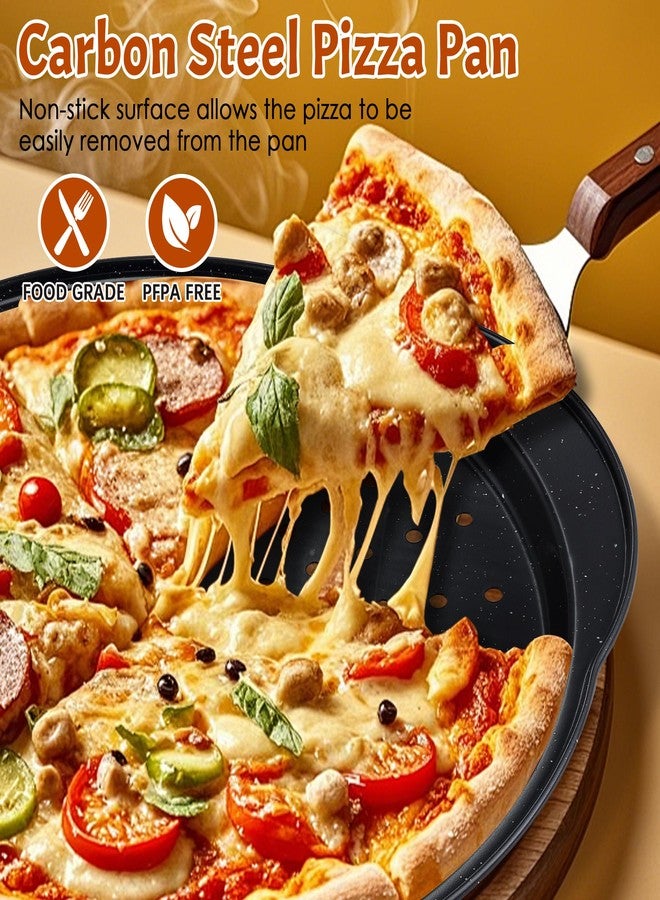 hunnycook 2P Non Stick Pizza Pans - 12” Round Pizza Tray with Holes and Handle, Carbon Steel Pizza Pan for Oven, Dishwasher Safe, PFOA Free - Image 4