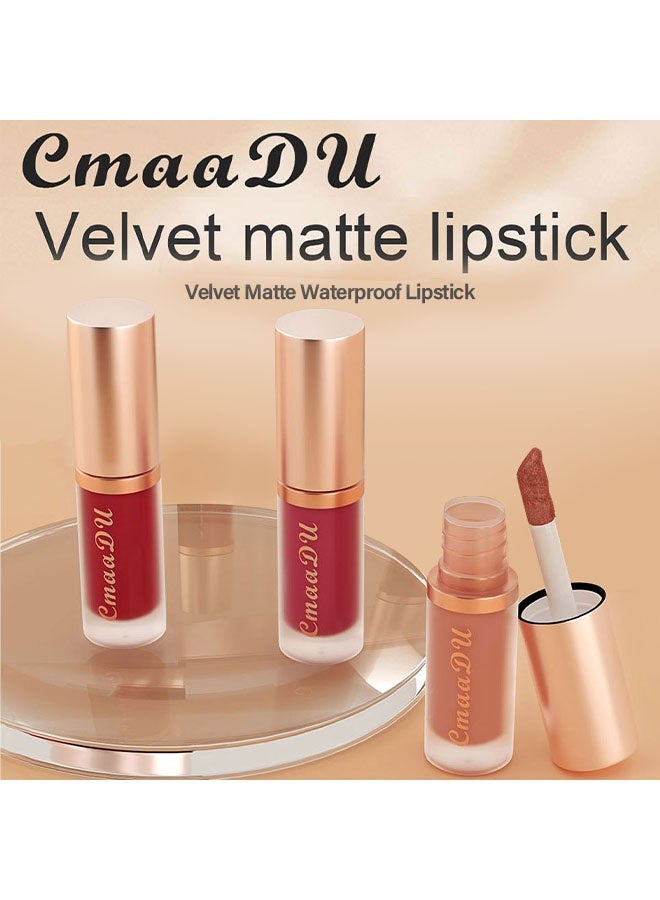 CmaaDu Plum Wine Red Silky Velvet Matte Liquid Lipstick Lip Gloss Set for Women Long Lasting 24 Hours Color Stay Lipstick labiales matte larga duracion mate 24 horas originales 02# - Image 3