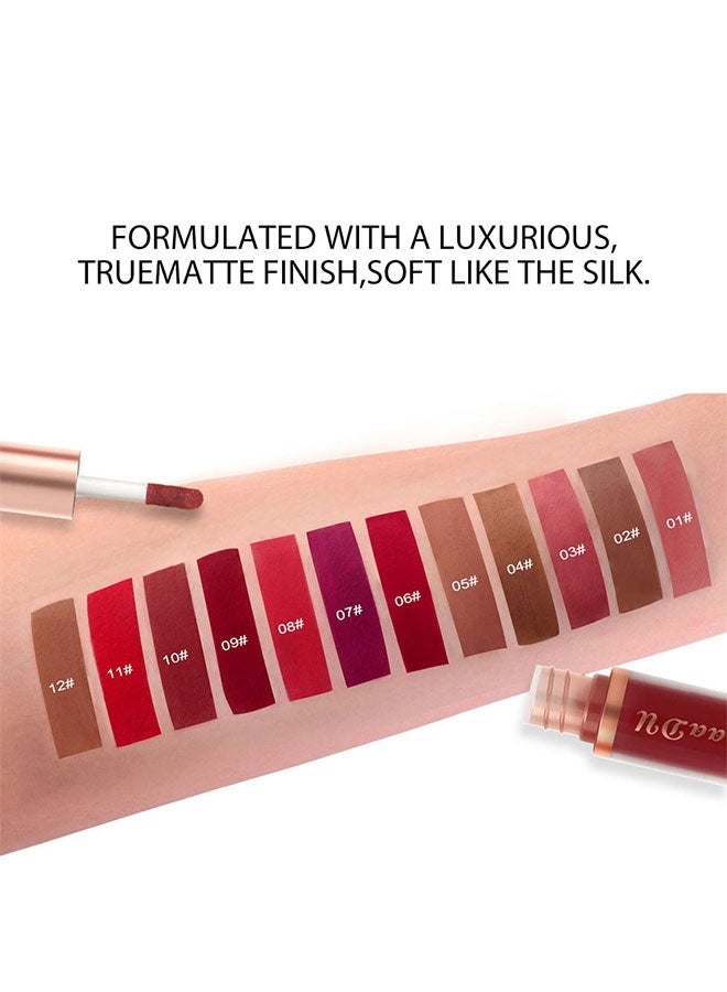 CmaaDu Plum Wine Red Silky Velvet Matte Liquid Lipstick Lip Gloss Set for Women Long Lasting 24 Hours Color Stay Lipstick labiales matte larga duracion mate 24 horas originales 02# - Image 5