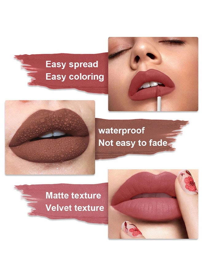 CmaaDu Plum Wine Red Silky Velvet Matte Liquid Lipstick Lip Gloss Set for Women Long Lasting 24 Hours Color Stay Lipstick labiales matte larga duracion mate 24 horas originales 02# - Image 4
