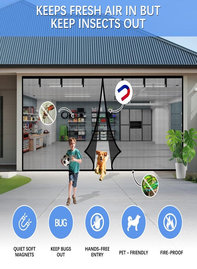 Iduontis Garage Door Screen for 2 Car Garage 16x7FT, Magnetic Screen Garage with Retractable Fiberglass Mesh and Heavy Duty Weighted Bottom, Easy Assembly & Pass, Hands Free Screen Door Kit - Image 4