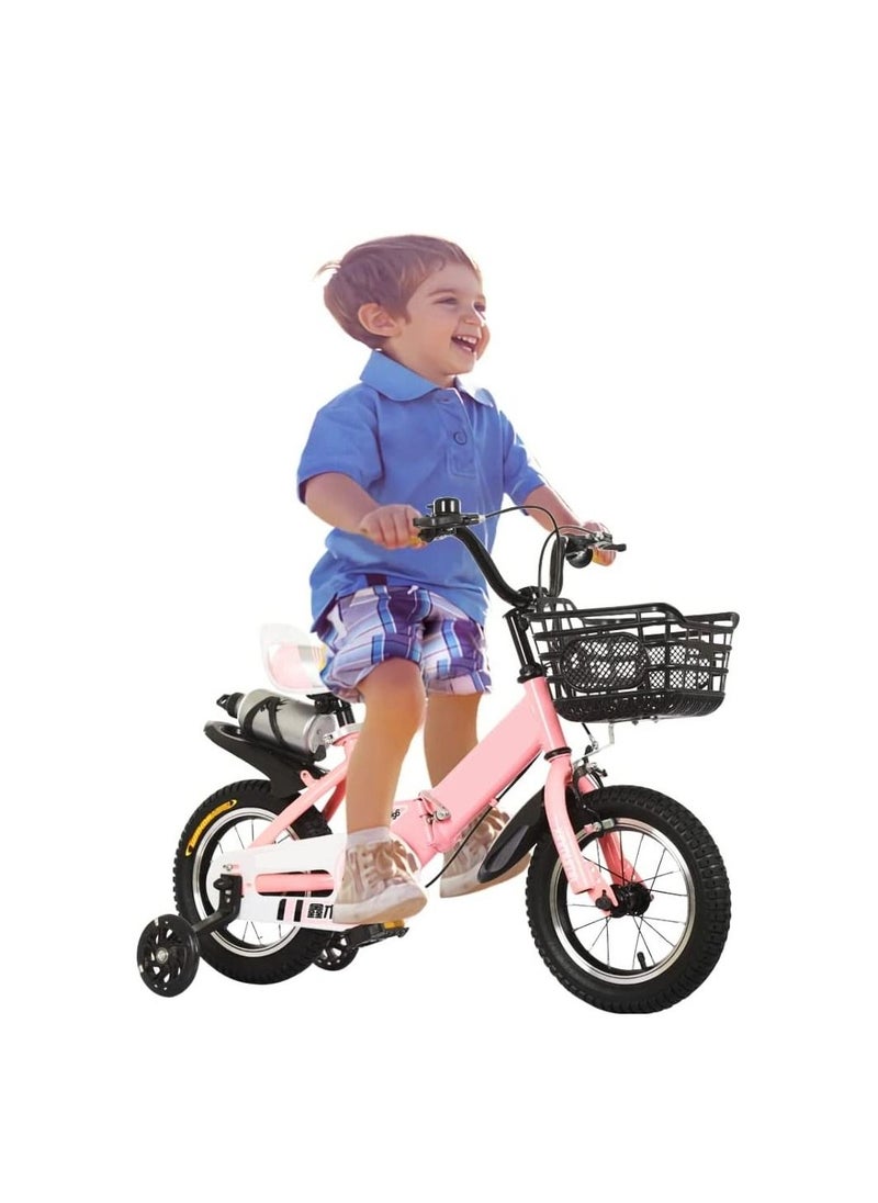 Cool Baby Kids Bike with Hand Brake and Basket for Ages 3-9 Years Girls 12  Inch  - Image 1