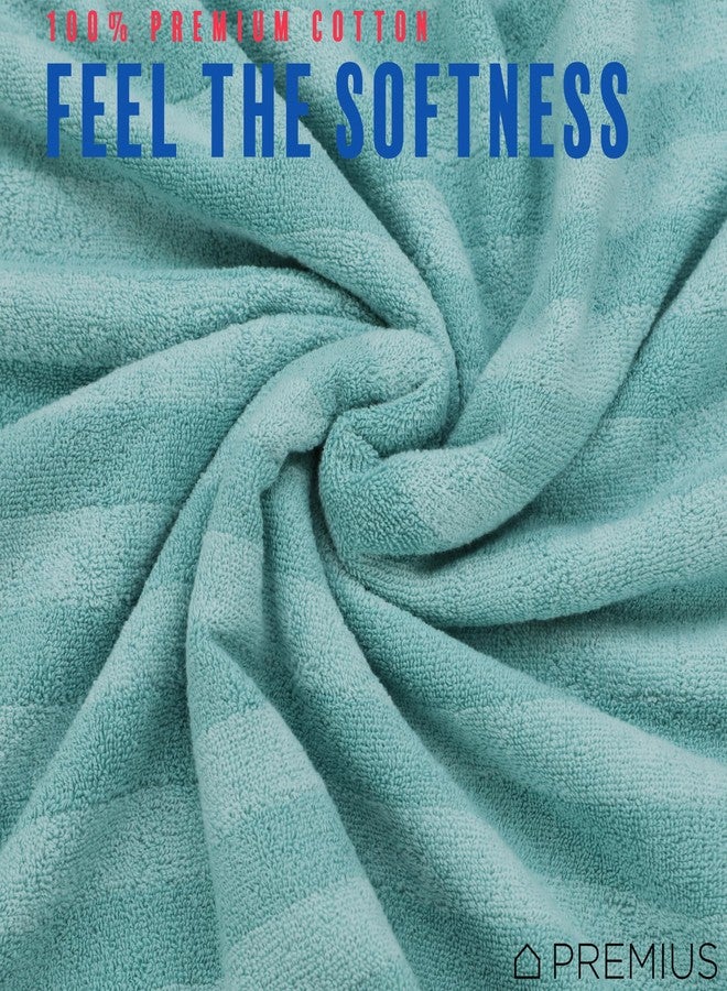 PREMIUS 2 Pack Stripes 100% Cotton Yarn Dyed Hand Towel, Aqua-Cyan, 16x28 Inches - Image 4